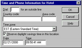 Time and Phone Information for Hotel