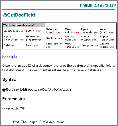 Context table in Designer Help topic