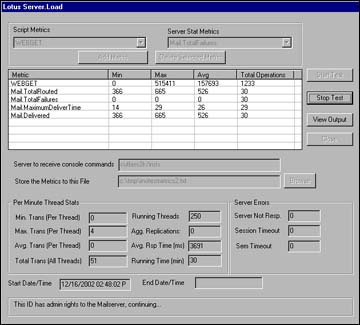 Metrics window