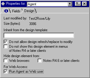Agent Properties, Design tab