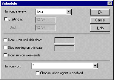 Agent Schedule dialog