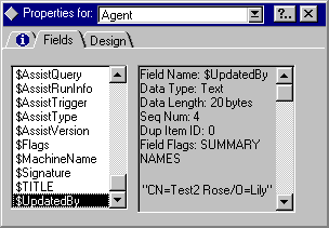 Agent Properties, Fields tab