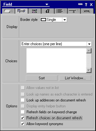 Refresh choices on document refresh option