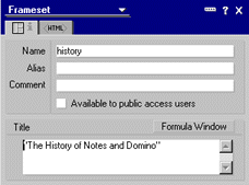 The Frameset Properties box