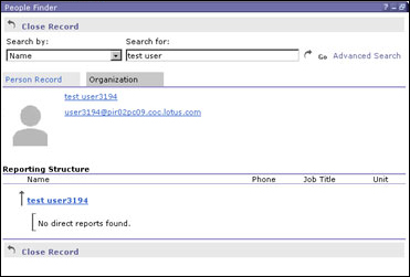 Organization View in the People Finder portlet