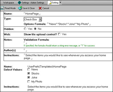checkbox options