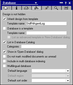 Database properties box