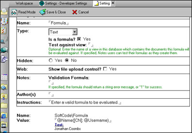 Fields for testing formulas