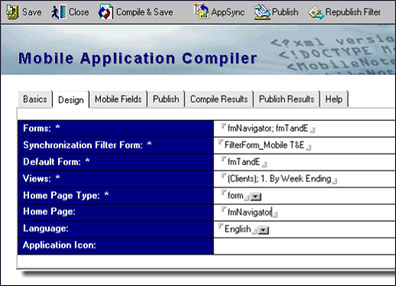 Specifying elements on the Design tab