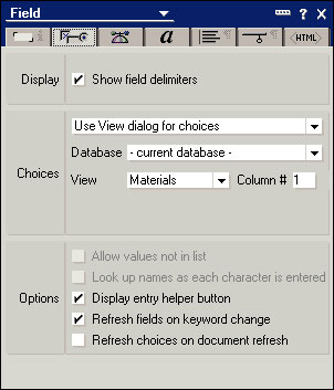 Field properties for the ITEM_NAME field