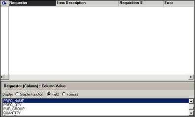 Requisitions view
