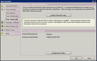User Security - Your Smartcard dialog box