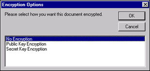Encryption options dialog box