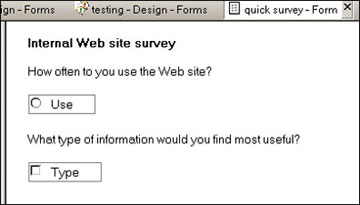 Survey questions in Designer