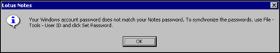 Synchronize password message
