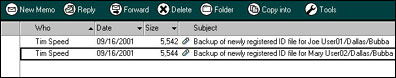 Recovery database entries