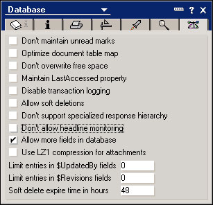 Database Properties box