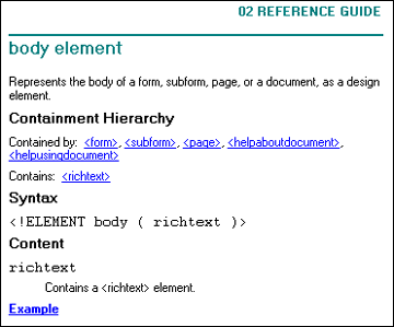 body element help topic
