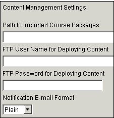 Content Management Settings dialog box