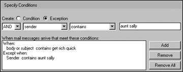 Specify Condition and Exception