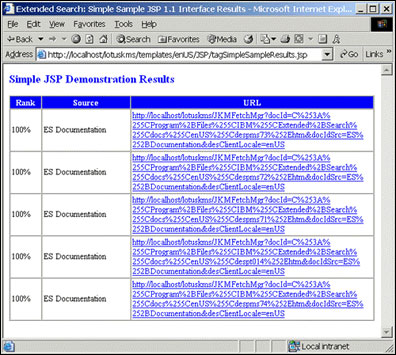 Simple JSP search results