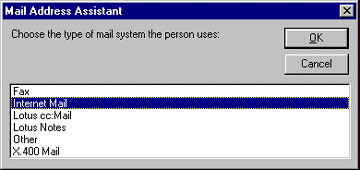 Mail Address Assistant dialog