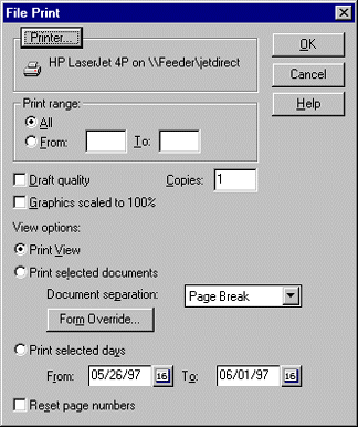 File Print dialog