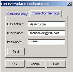 Connection Settings tab of the Configuration dialog box