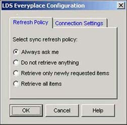 Refresh Policy tab of the Configuration dialog box