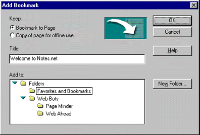 Add Bookmark dialog