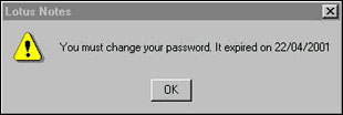 Change password message