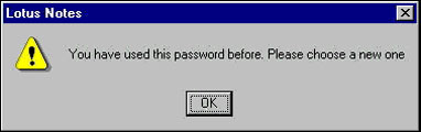 Password has been used message