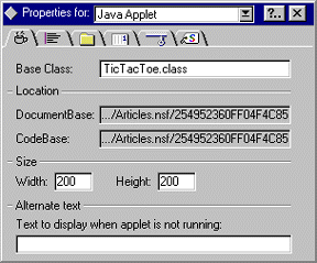 Java Applet properties