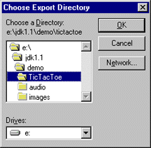 Choose Export Directory dialog