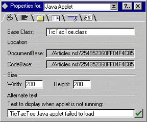 Java Applet Properties