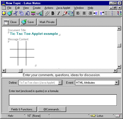 HTML Attributes event for Java applet