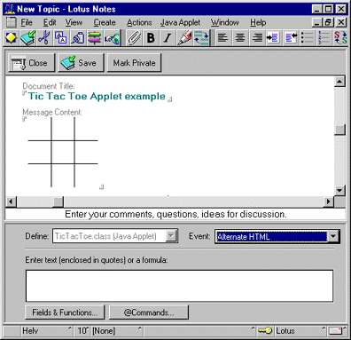 Alternate HTML event for Java applet