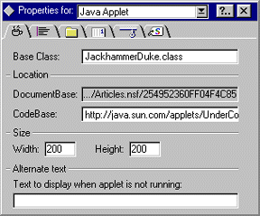 Java Applet Properties