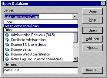 Opening the administration server