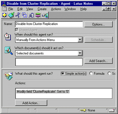 The Disable from Cluster Replication agent
