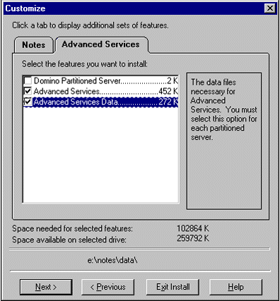 The Advanced Services tab