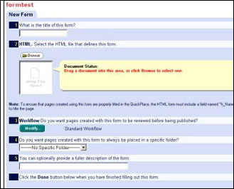 HTML new form page