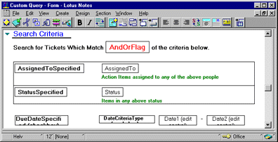 Custom Search Query in design mode
