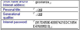 Internet password, mathematically hashed format