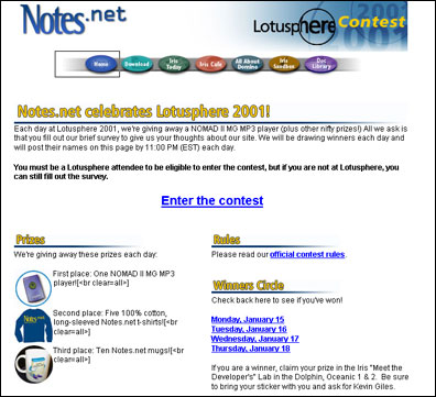 Contest welcome page