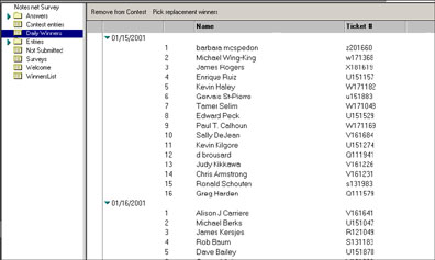 Daily Winners view