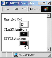 Screen results of CSS example