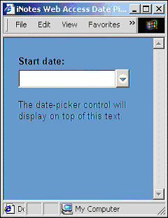 The initial appearance of the date control
