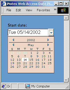 The drop-down calendar