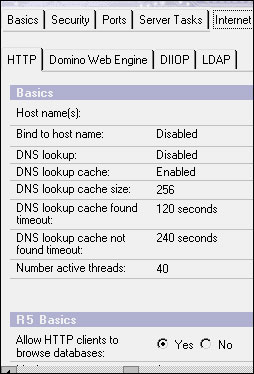 Server document - HTTP tab
